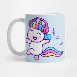 Cute Unicorn Listening Music Cartoon Mug